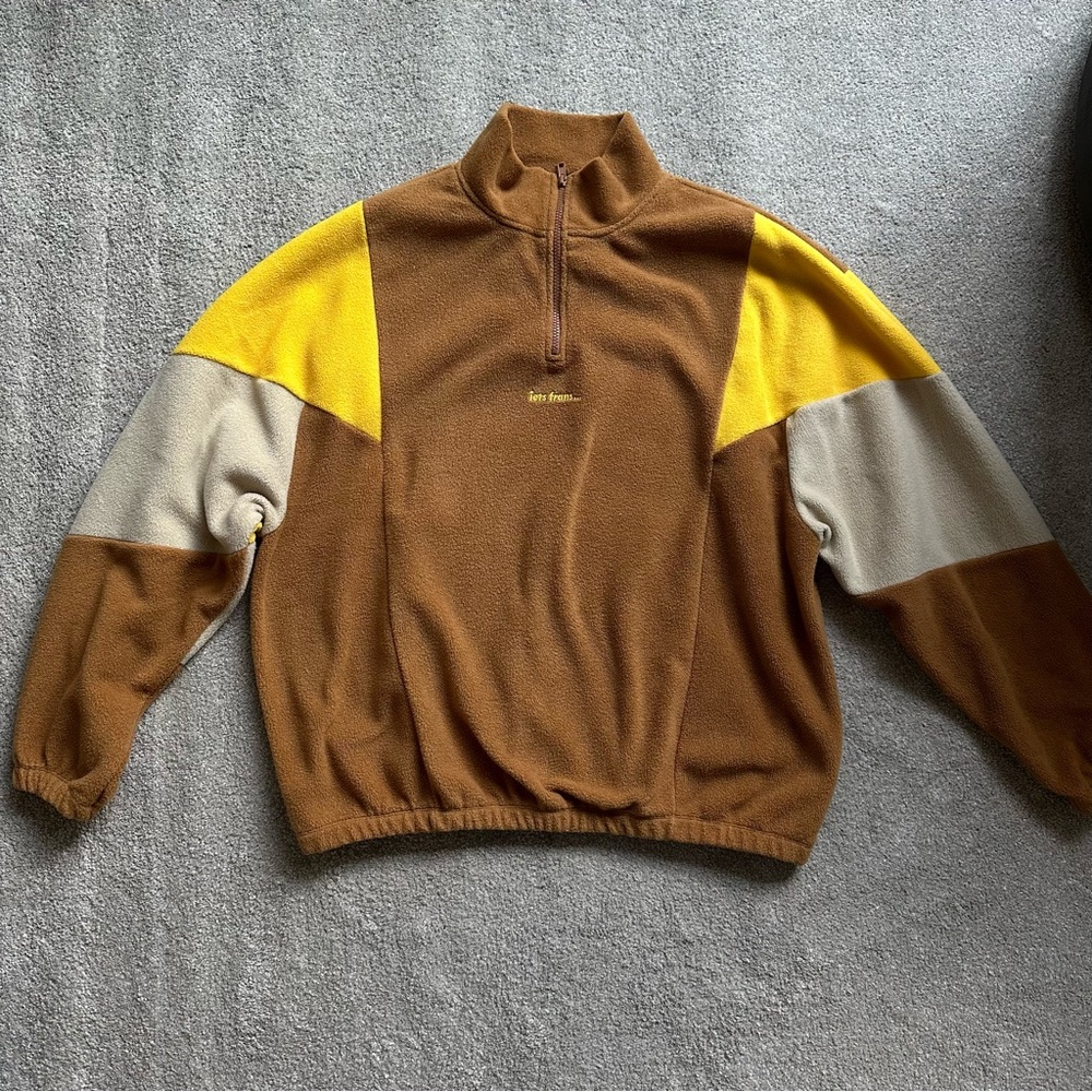 Urban Outfitters iets frans Brown, Yellow, Cream Fleece Sweater